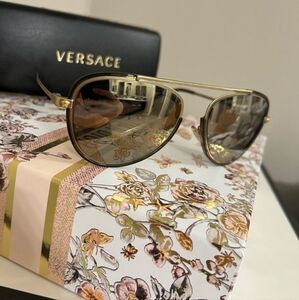Versace Gold Aviator Sunglasses
